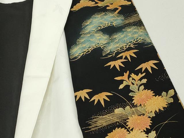 平和屋着物■豪華黒留袖　作家物　地紙風景花文　暈し染め　金彩　正絹　逸品　DABF9361qa