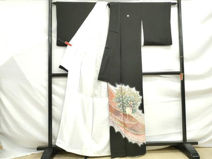 平和屋着物■豪華黒留袖　萬寿染　孔雀文　暈し染め　金銀彩　正絹　逸品　DABF9371qa