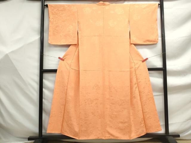 平和屋着物■上質な色無地　風景花地紋　深支子色　正絹　逸品　DABF9378qa