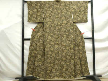 平和屋着物■上質な小紋　型染め　唐草花丸文　正絹　逸品　DABF9379qa