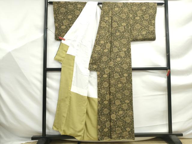 平和屋着物■上質な小紋　型染め　唐草花丸文　正絹　逸品　DABF9379qa