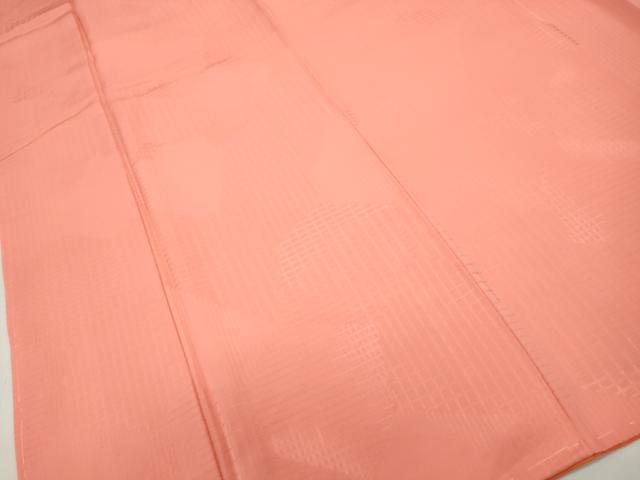 平和屋着物■上質な色無地　格子地紋　甚三紅色　正絹　逸品　DABF9382qa
