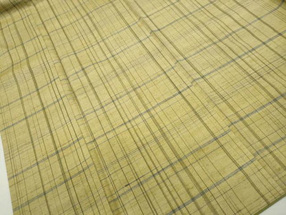 平和屋着物■上質な紬　格子文　正絹　逸品　DABF9385qa