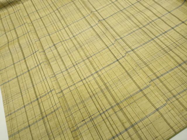 平和屋着物■上質な紬　格子文　正絹　逸品　DABF9385qa