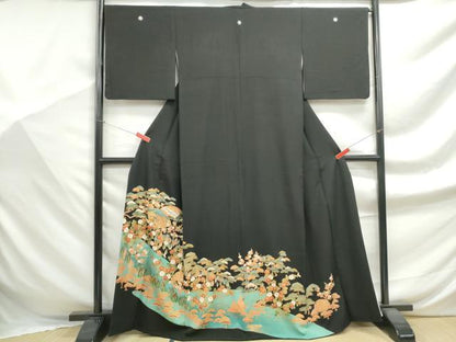 平和屋着物■豪華黒留袖　地紙花鼓文　金彩　正絹　逸品　DABF9388qa