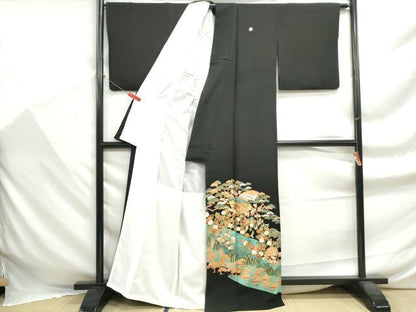 平和屋着物■豪華黒留袖　地紙花鼓文　金彩　正絹　逸品　DABF9388qa
