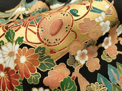 平和屋着物■豪華黒留袖　地紙花鼓文　金彩　正絹　逸品　DABF9388qa