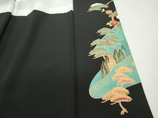 平和屋着物■豪華黒留袖　地紙花鼓文　金彩　正絹　逸品　DABF9388qa