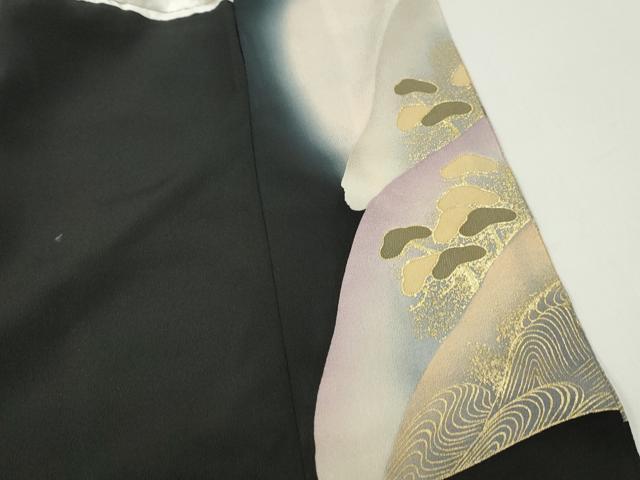 平和屋着物■豪華黒留袖　駒刺繍　浜松群れ鶴文　暈し染め　金彩　正絹　逸品　DABF9390qa