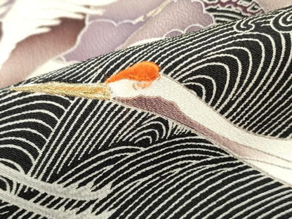 平和屋着物■豪華黒留袖　刺繍　浜松群れ鶴文　金彩　正絹　逸品　DABF9393qa