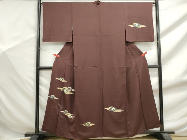 平和屋着物■訪問着　駒刺繍　流水地紙花文　金銀彩　正絹　逸品　DABF9404qa