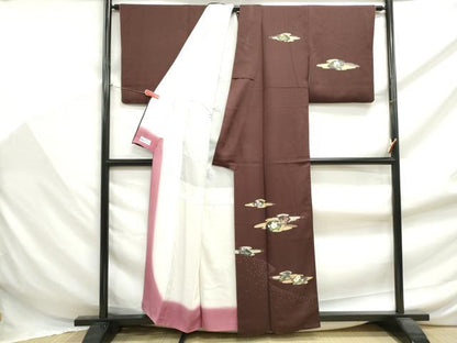 平和屋着物■訪問着　駒刺繍　流水地紙花文　金銀彩　正絹　逸品　DABF9404qa