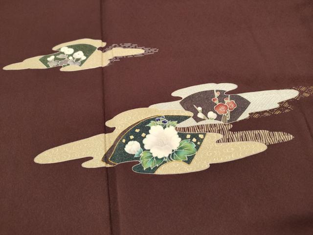 平和屋着物■訪問着　駒刺繍　流水地紙花文　金銀彩　正絹　逸品　DABF9404qa