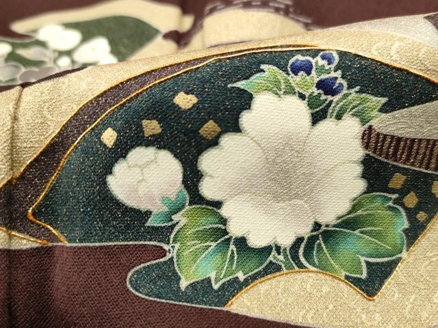 平和屋着物■訪問着　駒刺繍　流水地紙花文　金銀彩　正絹　逸品　DABF9404qa