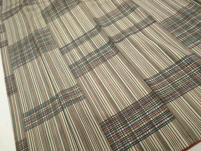 平和屋着物■上質な小紋　格子文　正絹　逸品　DABF9408qa