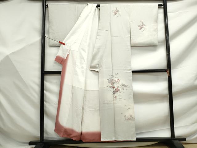 平和屋着物■訪問着　風景笹松文　暈し染め　銀彩　正絹　逸品　DABF9409qa