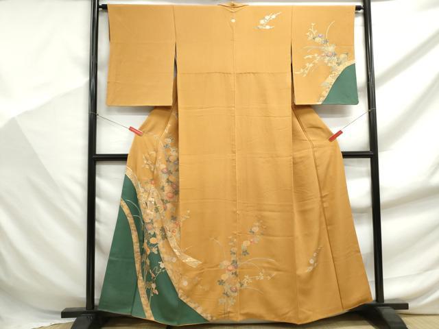 平和屋着物■訪問着　駒刺繍　鬘帯枝花文　金彩　正絹　逸品　DABF9410qa