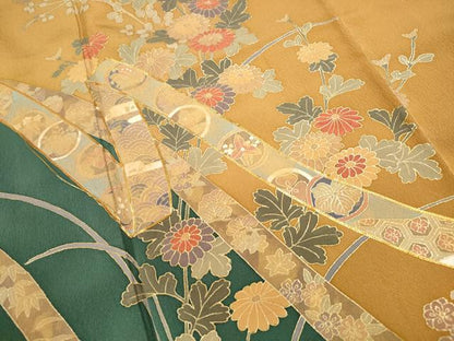 平和屋着物■訪問着　駒刺繍　鬘帯枝花文　金彩　正絹　逸品　DABF9410qa