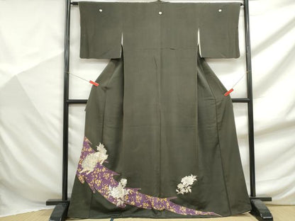 平和屋着物■豪華黒留袖　刺繍　唐獅子花文　金彩　正絹　逸品　DABF9411qa
