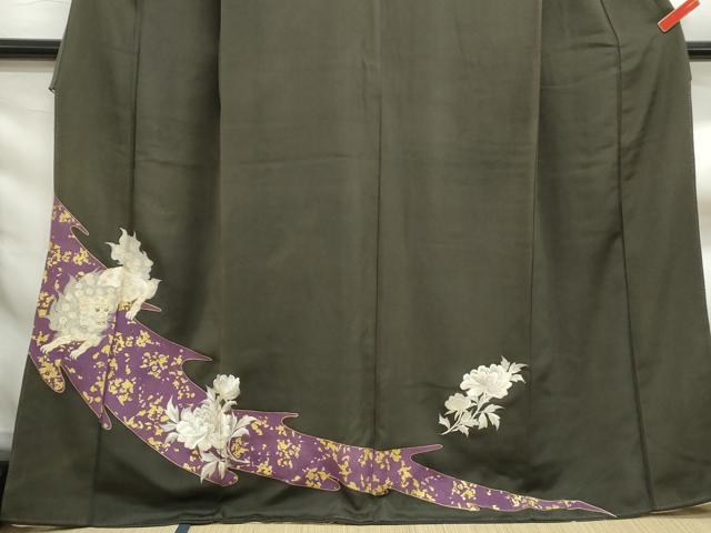 平和屋着物■豪華黒留袖　刺繍　唐獅子花文　金彩　正絹　逸品　DABF9411qa