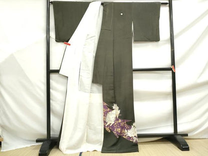 平和屋着物■豪華黒留袖　刺繍　唐獅子花文　金彩　正絹　逸品　DABF9411qa