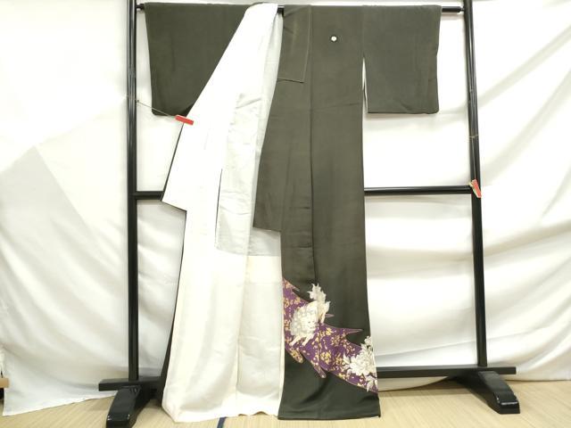 平和屋着物■豪華黒留袖　刺繍　唐獅子花文　金彩　正絹　逸品　DABF9411qa
