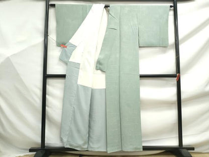平和屋着物■上質な色無地　抽象地紋　裏葉柳色　正絹　逸品　DABF9433qa