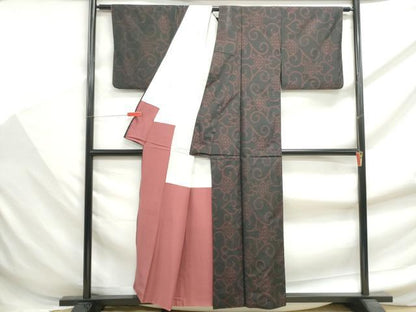 平和屋着物■本場大島紬　抽象唐草文　正絹　逸品　DABF9435qa
