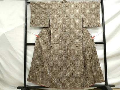 平和屋着物■本場大島紬　7マルキ　格子七宝花文　正絹　逸品　DABF9439qa