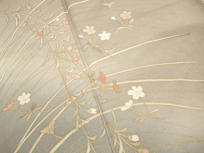 平和屋着物■訪問着　枝垂れ枝花文　暈し染め　金彩　正絹　逸品　DABF9451qa