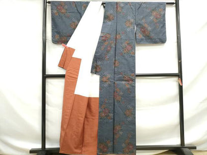 平和屋着物■本場大島紬　7マルキ　草花文　正絹　逸品　DABF9475qa