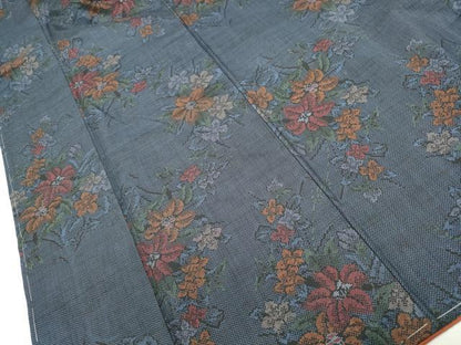平和屋着物■本場大島紬　7マルキ　草花文　正絹　逸品　DABF9475qa
