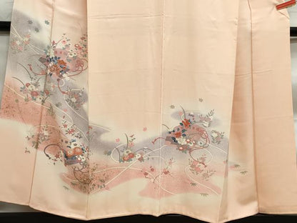 平和屋着物■訪問着　檜扇花文　暈し染め　金彩　正絹　逸品　DABF9477qa