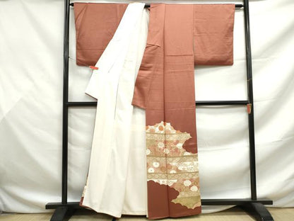 平和屋着物■豪華色留袖　駒刺繍　雲取り更紗花文　金彩　正絹　逸品　DABF9484qa