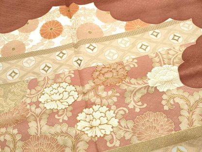 平和屋着物■豪華色留袖　駒刺繍　雲取り更紗花文　金彩　正絹　逸品　DABF9484qa