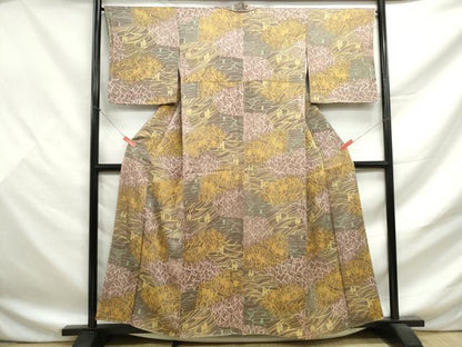 平和屋着物■染色作家　小溝一夫　小紋　流水枝葉文　暈し染め　正絹　逸品　DABF9492qa