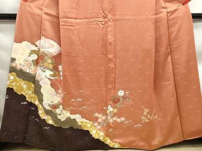 平和屋着物■訪問着　立波扇面花文　金銀彩　正絹　逸品　DABF9495qa