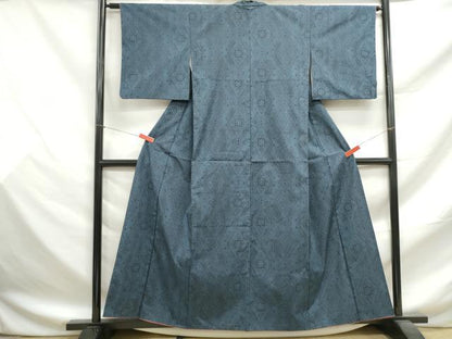 平和屋着物■上質な紬　幾何学花文　正絹　逸品　DABF9501qa