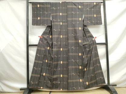 平和屋着物■本場大島紬　格子燕絣　正絹　逸品　DABF9503qa
