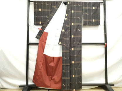 平和屋着物■本場大島紬　格子燕絣　正絹　逸品　DABF9503qa
