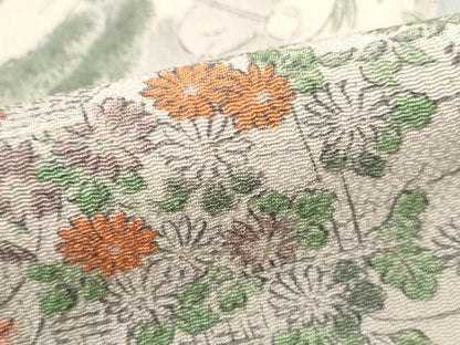 平和屋着物■上質な小紋　作家物　本草木染　風景花文　鬼しぼ縮緬　正絹　逸品　DABF9512qa