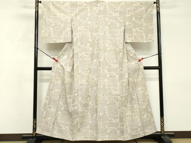 平和屋着物■上質な紬　80亀甲　エ霞文　正絹　逸品　DABF9522cd