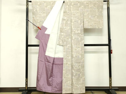 平和屋着物■上質な紬　80亀甲　エ霞文　正絹　逸品　DABF9522cd