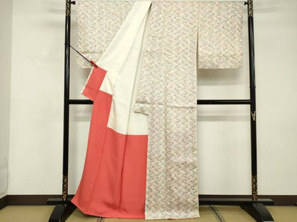 平和屋着物■上質な小紋　荒波花文　正絹　逸品　DABF9526cd