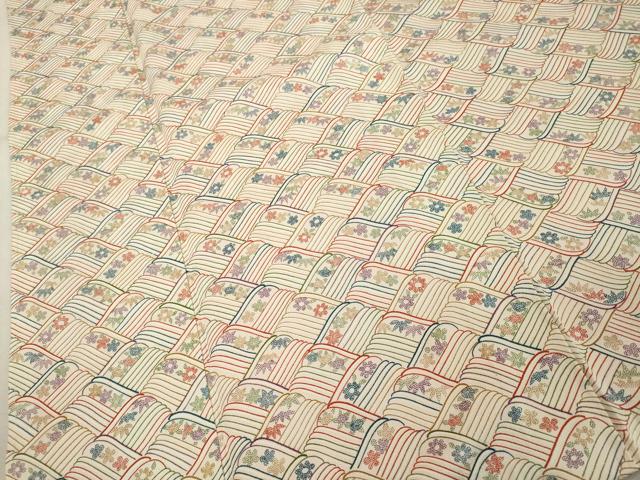 平和屋着物■上質な小紋　荒波花文　正絹　逸品　DABF9526cd