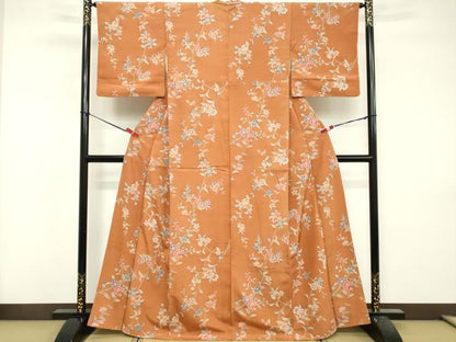 平和屋着物■上質な小紋　枝花文　正絹　逸品　DABF9529cd