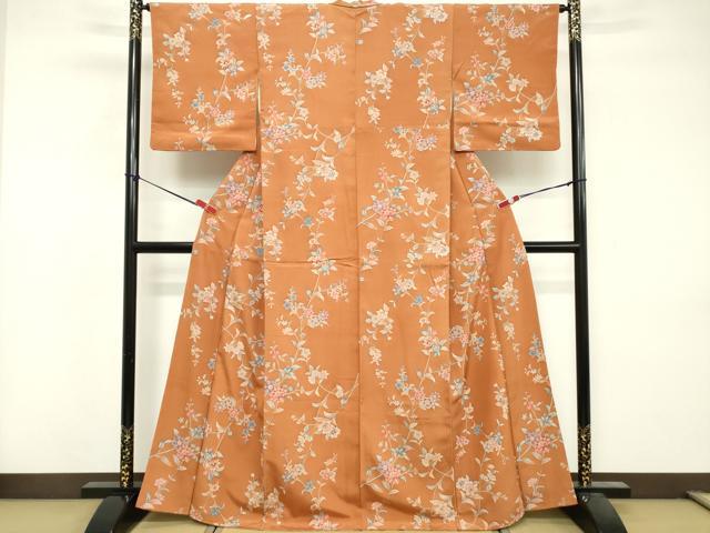 平和屋着物■上質な小紋　枝花文　正絹　逸品　DABF9529cd