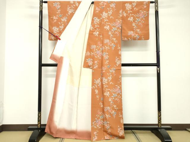 平和屋着物■上質な小紋　枝花文　正絹　逸品　DABF9529cd
