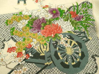 平和屋着物■上質な小紋　花車文　正絹　逸品　DABF9533cd