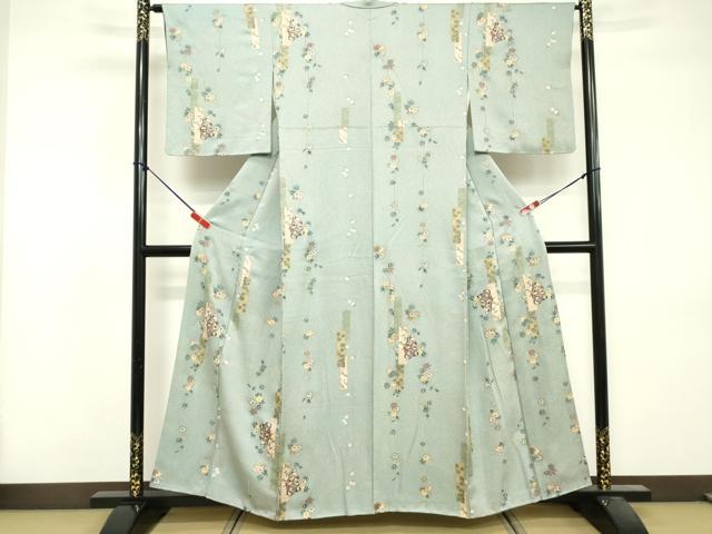 平和屋着物■上質な小紋　短冊重ね人物花文　金彩　正絹　逸品　DABF9536cd